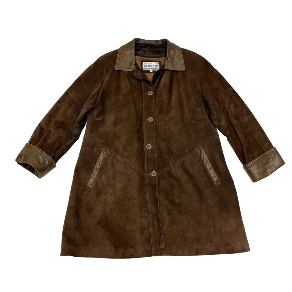 LAURENCE Roy Suede Leather coat brown Size M oversized fit vintage